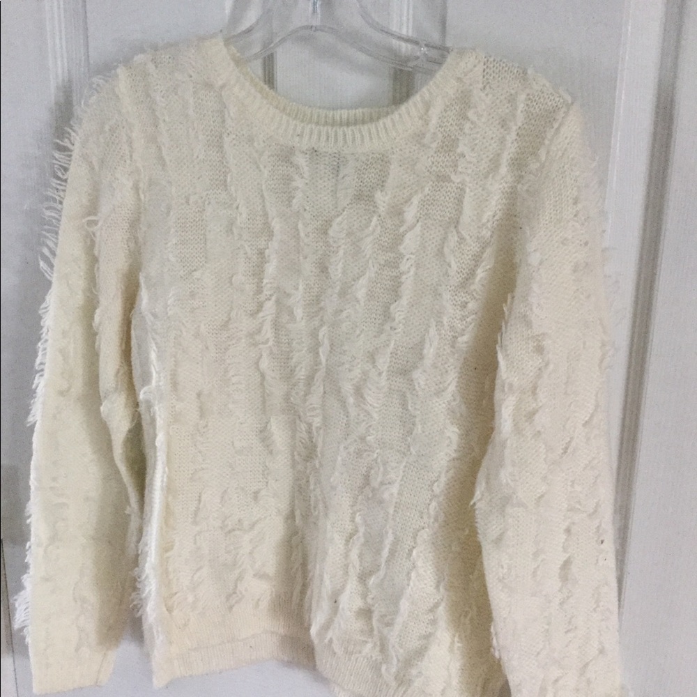 Cream Fringe Sweater